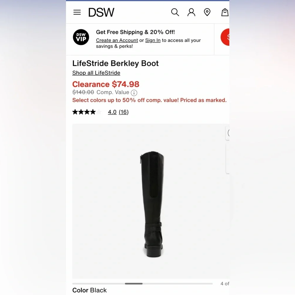 Women's LifeStride Berkley Black Boots US Size 8,5